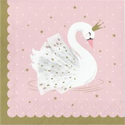 16 X Rose & Or Styl&eacute; Cygne Papier F&ecirc;te Serviette Anniversa