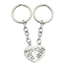 2 PCS Heart Broken Keyring Keychain Big Sis Little Sis for S