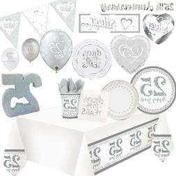25th Argent Mariage Anniversaire F&ecirc;te Fournitures Vaisselle