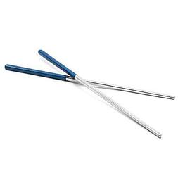 2x Baguettes en bois 23cm acier inoxydable bleu-argent lave-