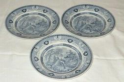 3 Vieux Assiette Assiette Yeddo Sarreguemines U&c Japon Bleu