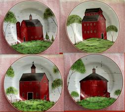 4 assiettes &agrave; dessert  Warren Kimble "BARNS" by Sakura 1998