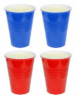 4 Plastique Rigide 591ml Classique Rouge & Bleu Tasses Boiss