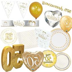 50th Dor&eacute; Mariage F&ecirc;te Anniversaire Fournitures Vaisselle,