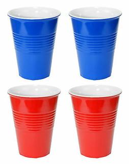 591ml Rouge & Bleu Plastique Rigide Tasse 4 Paquet Boisson S