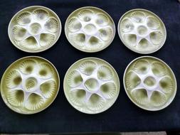 6 Assiettes &agrave; huitres en c&eacute;ramique Orchies Moulin des Loup