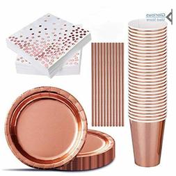 Rose Gold, Kit Vaisselle Jetable Fournitures, Foil Paper Pl