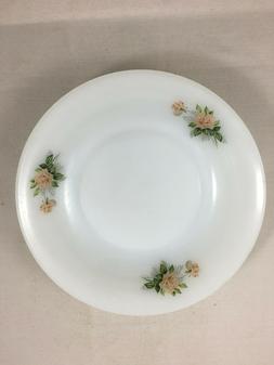 Ancien Plat Rond Vintage Blanc motif Roses Opalex Arcopal
