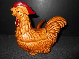 ANCIENNE SAUCIERE MOUTARDIER COQ POULE CERAMIQUE OBJET ANCIE