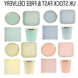 Papier Assiettes Tasses Serviette Dor&eacute;