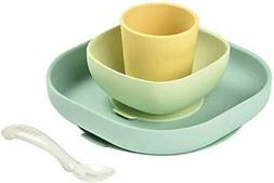 Silicone, Assiette Et Bol Ventouse + Cuill&egrave;re - Pour B&eacute;b&eacute;