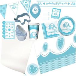 B&eacute;b&eacute; Gar&ccedil;on &Eacute;l&eacute;phant Bleu Bapt&ecirc;me F&ecirc;te Vaisselle, D&eacute;