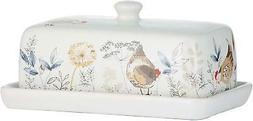 Blanc Beige Pays Poules Dolomite Beurrier D&icirc;ner Vaisselle