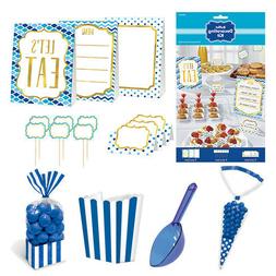 Bleu Buffet Anniversaire F&ecirc;te Vaisselle, Bandeaux, Ballons 
