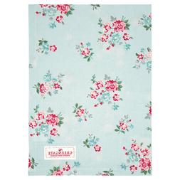 Sonia Pale Bleu Fleurs Coton 50x70 Cm Serviette