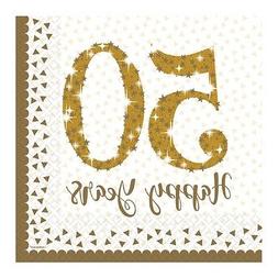Dor&eacute; Mariage Serviette Brillant Dor&eacute; 50th Anniversaire Ser