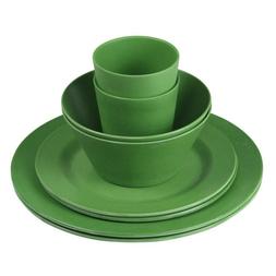 En Bambou Set Vaisselle Camping 4x Assiettes, 2x Tasses, 2x 