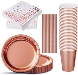 Jetable F&ecirc;te Anniversaire Or Rose Assiettes Anniver