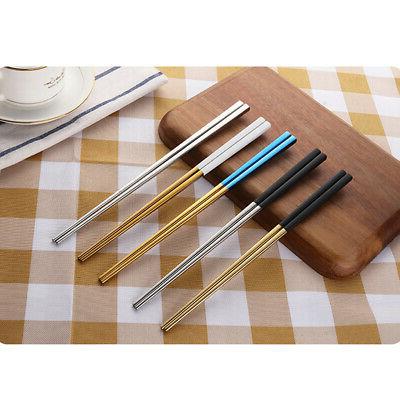 1 paire de baguettes en acier inoxydable