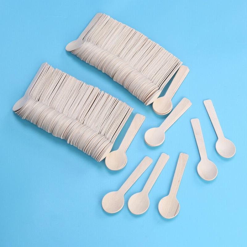 100pcs cuillere vaisselle en bois ecologique legere