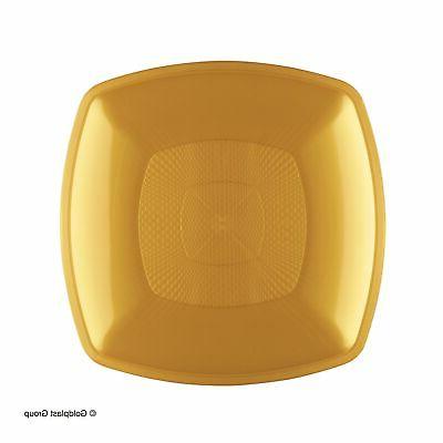 12 vaisselle etages square or plastique pp