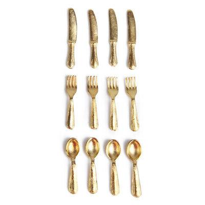 12pcs miniature vaisselle acier inoxydable 1 12