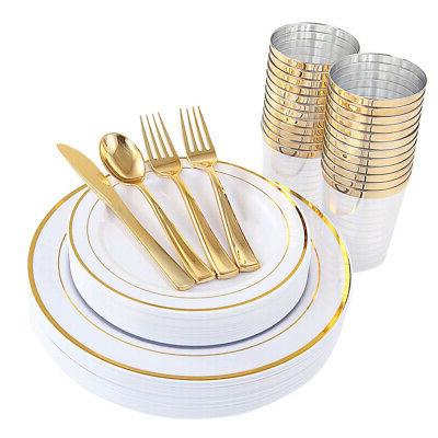 150 pieces service de vaisselle jetable a