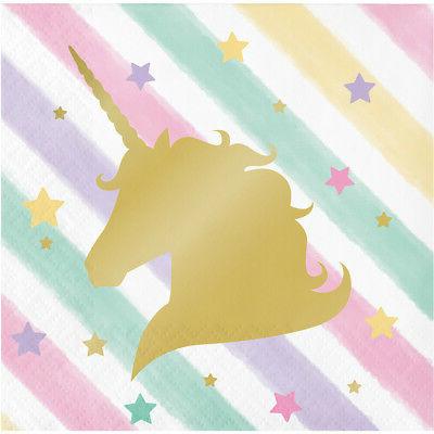 16 licorne sparkle papier boissons serviette fete