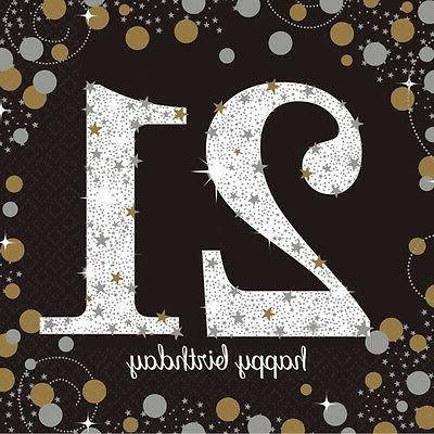 16 x noir age 21 serviette noir