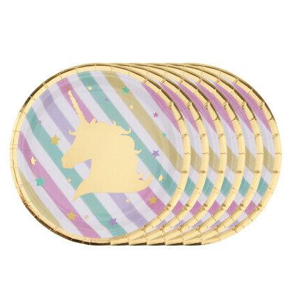 18pcs licorne ronde jetable plats de papier