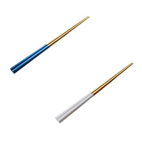 2 pairs baguettes en acier inoxydable chinoises