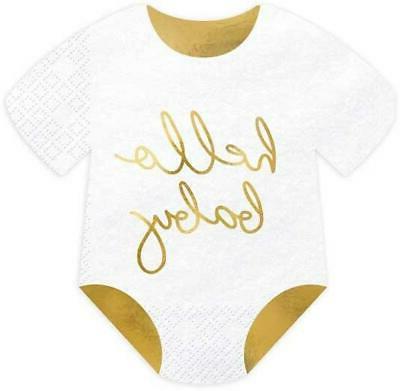 20 blanc et or feuille hello bebe