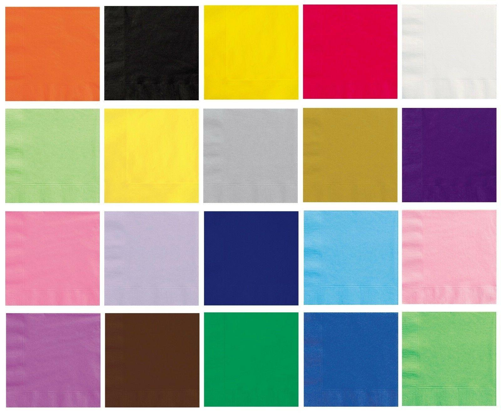 20 serviettes repas uni solide couleurs anniversaire