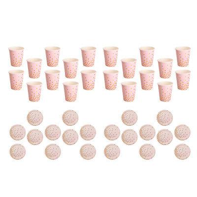 20set gold dots papier assiettes et gobelets