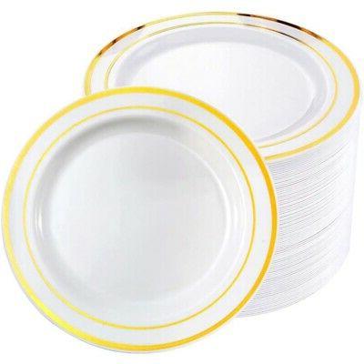 25pcs or vaisselle jetable en plastique plaque