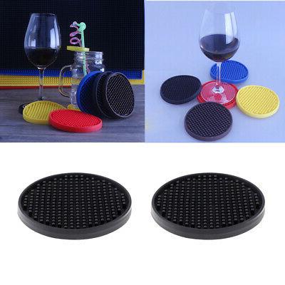 2x sous verres ronds en caoutchouc souple