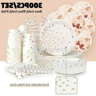 300pcs vaisselle papier assiettes tasses ballons anniversair