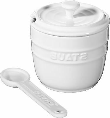 4er ensemble ceramique sucrier rond blanc pur