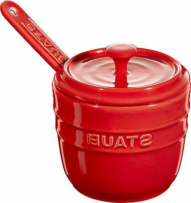 4er ensemble ceramique sucrier rond rouge cerise