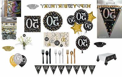 50th anniversaire noir argent or fete decorations
