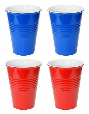 591ml rouge and bleu plastique rigide tasse