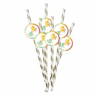 6 licorne fete dore raye papier boisson