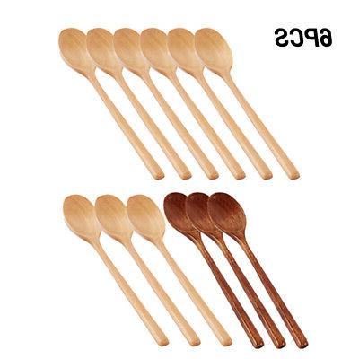 6pcs cuillere en bois bambou cuisine ustensile