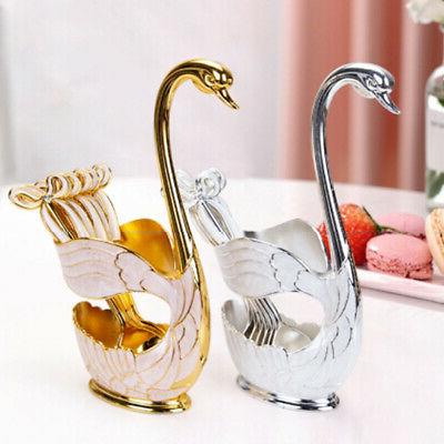 6pcs vaisselle cuillere et cygne forme basefor