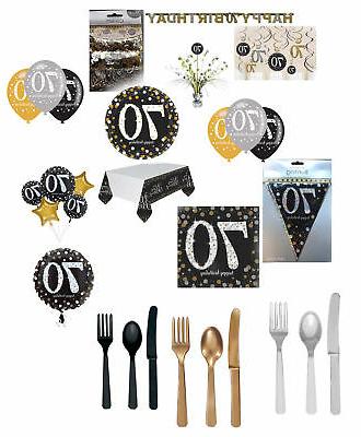 70th anniversaire noir argent or fete decorations