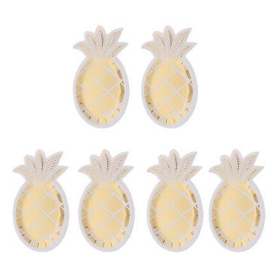 8 assiettes en papier ananas en or