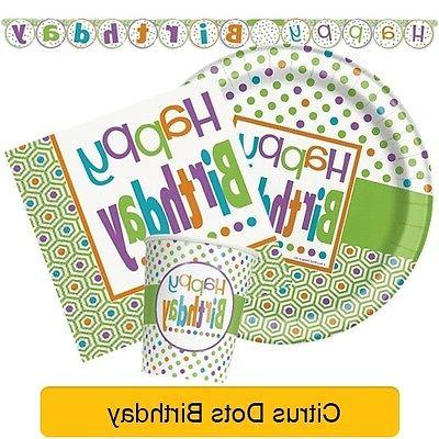 agrumes pois fete vaisselle et decorations anniversaire