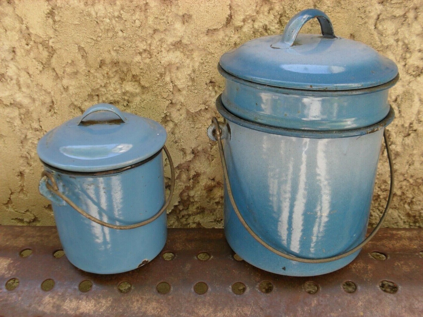 anciens pots emailles vaisselle vintage