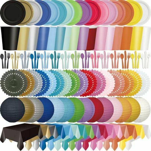 anniversaire multicolore vaisselle jetable fete deco assiett