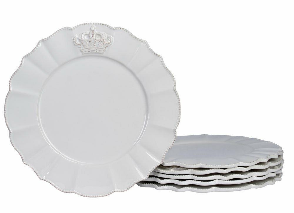 assiette 6 pieces campagne blanc couronne service